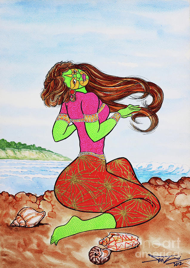 Ogress at beach Painting by Sein Gyi - Pixels