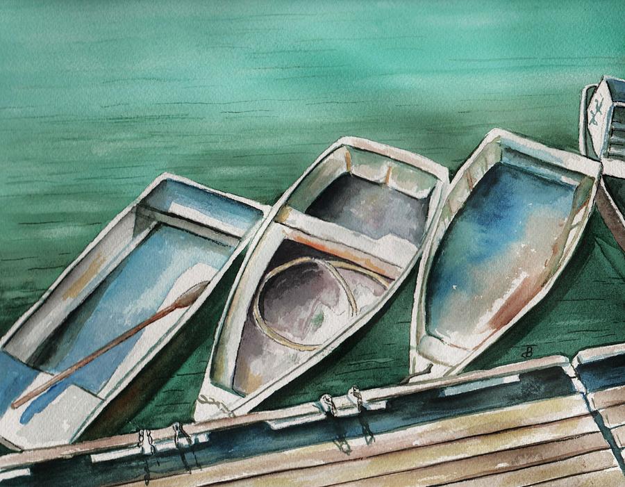 Ogunquit Maine Skiffs Painting by Brenda Owen