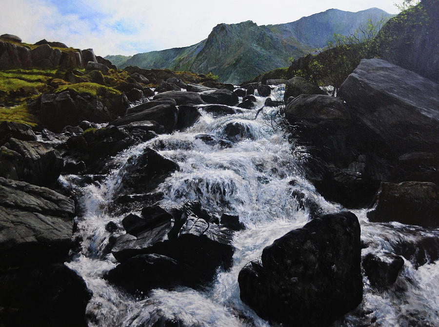 Ogwen Waterfall Painting by Harry Robertson