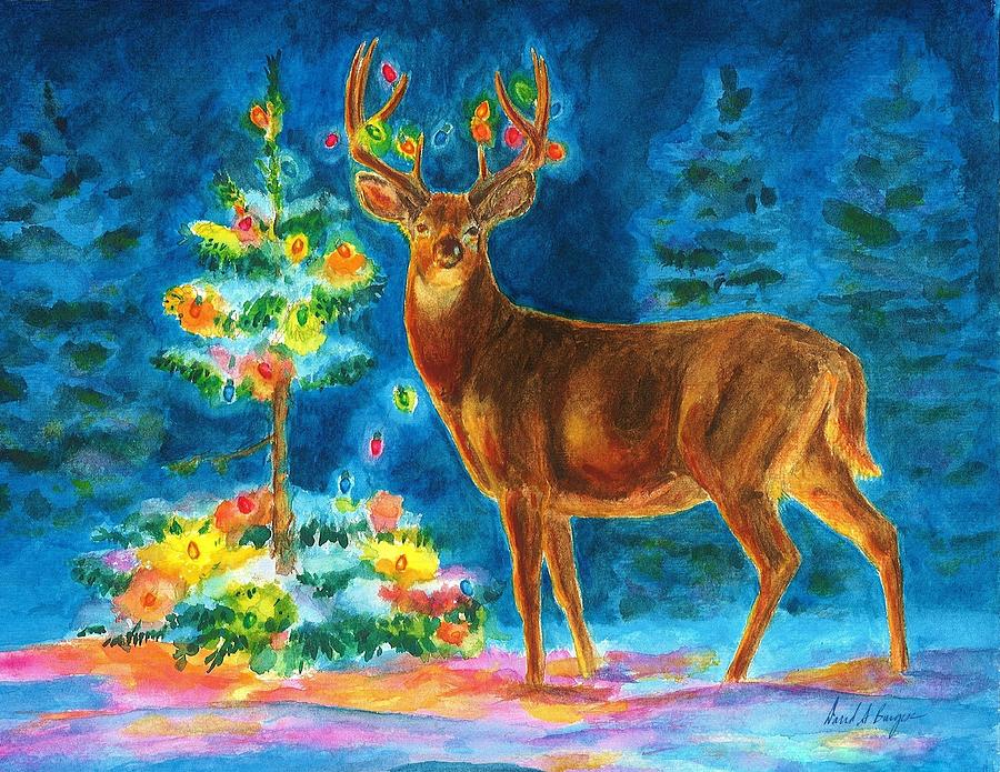 Wildlife Painting - Christmas Rub Tree by David Burgess