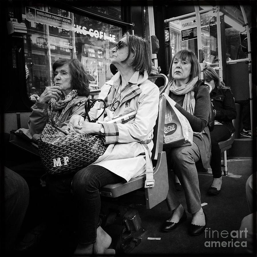 New York City Photograph - Oh Oh - She Saw Me - On the Bus by Miriam Danar