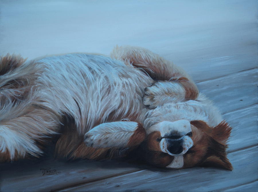 Dog Gone Tired Painting by Tammy Taylor