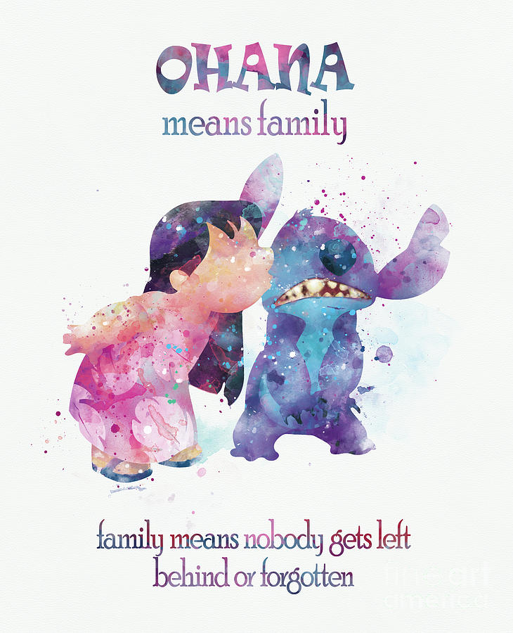 Pocahontas Mixed Media - Ohana Means Family by Monn Print