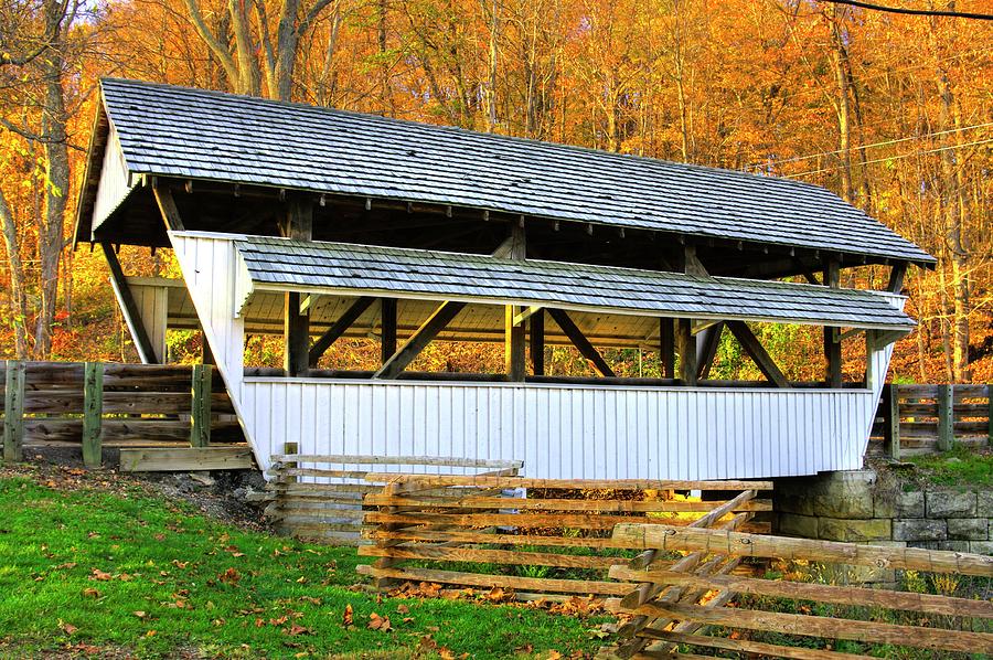 Ohio Country Roads - Rock Mill Covered Bridge Over The Hocking River No. 2A - Fairfield County Photograph by Michael Mazaika