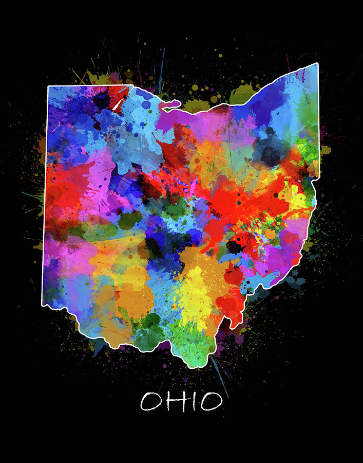 Ohio Map Color Splatter 2 Digital Art by Bekim M