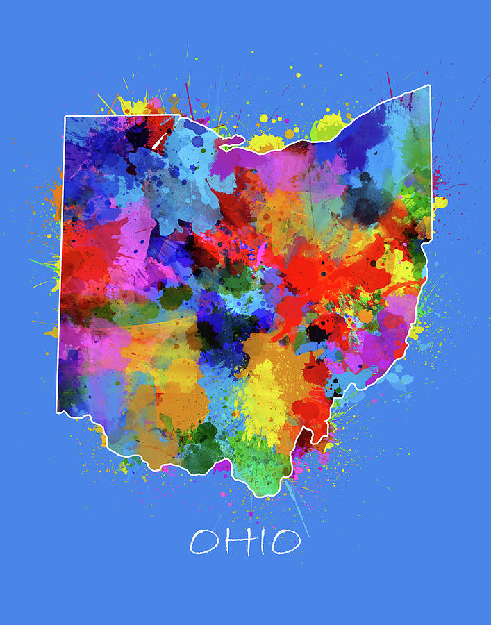 Cincinnati Reds Digital Art - Ohio Map Color Splatter 3 by Bekim M