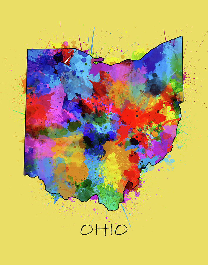 Cincinnati Reds Digital Art - Ohio Map Color Splatter 4 by Bekim M