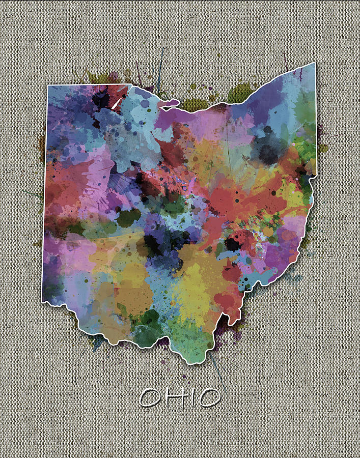 Ohio Map Color Splatter 5 Digital Art by Bekim M