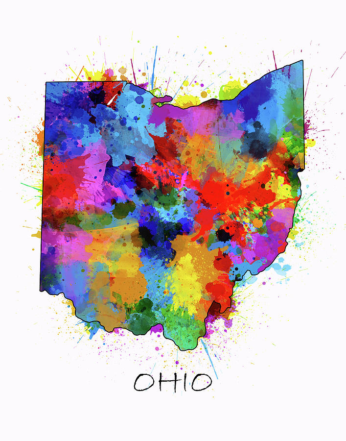 Ohio Map Color Splatter  Digital Art by Bekim M