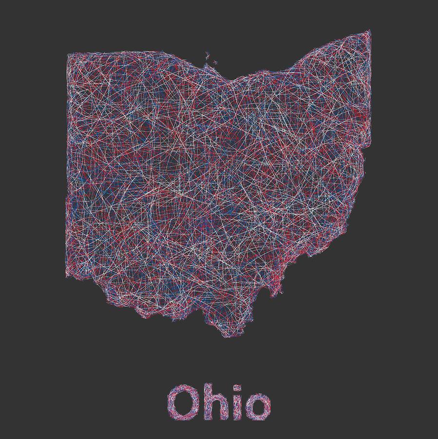 Ohio Map Digital Art - Ohio map by David Zydd