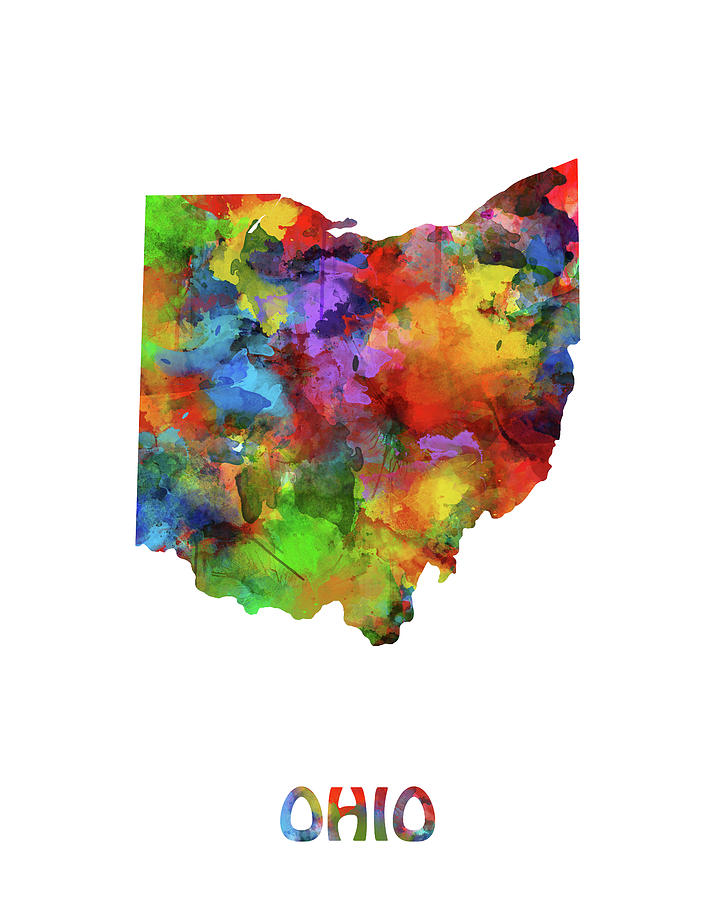 Cincinnati Reds Digital Art - Ohio Map Watercolor by Bekim M