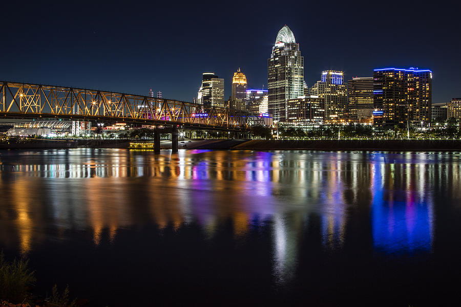 Ohio River and Cincinnati Night  Photograph by John McGraw