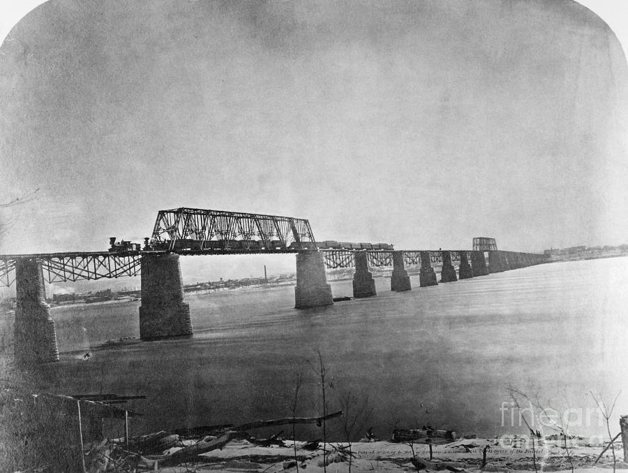 Ohio River Bridge, 1870 Photograph by Granger