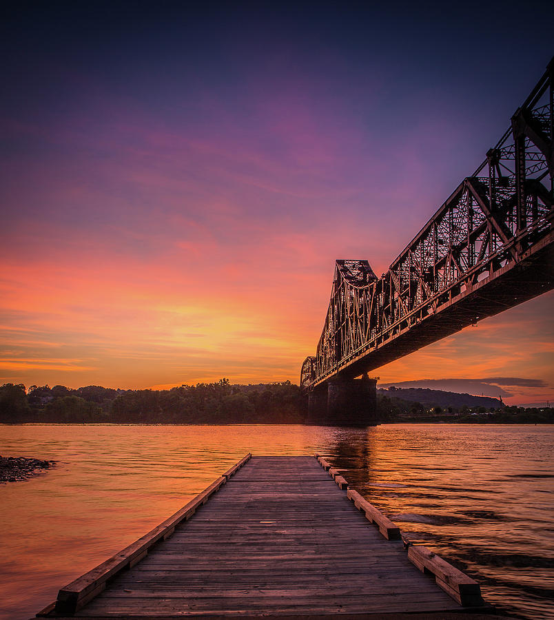 Train Photograph - Ohio River Sunset by David Jugan
