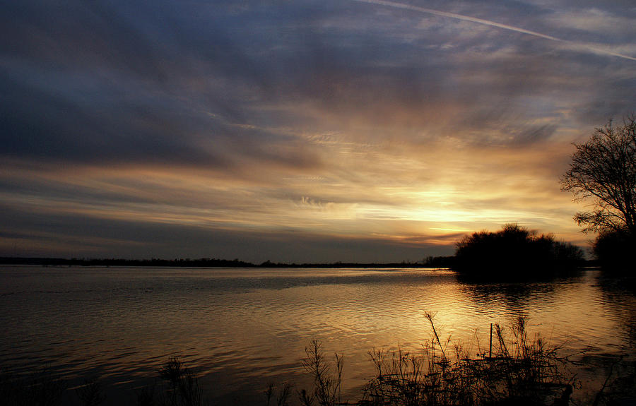 Ohio River Sunset Photograph by Sandy Keeton