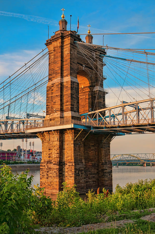 Cincinnati Photograph - Ohio River Suspension Bridge Tower by Phyllis Taylor