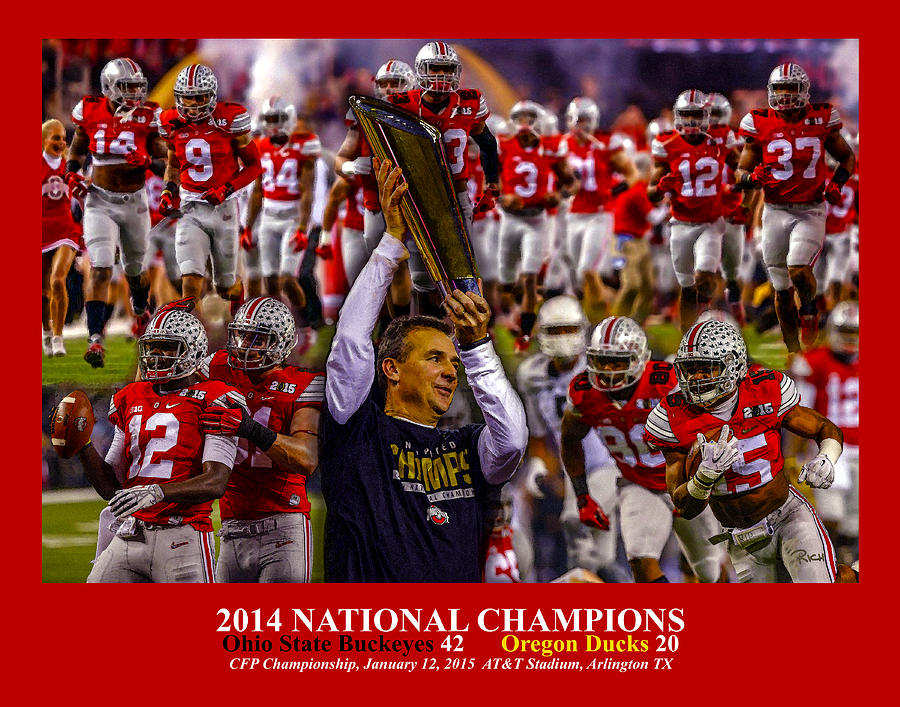 Ohio State Buckeyes OSU 3 Red NCAA Football National Champions Champs