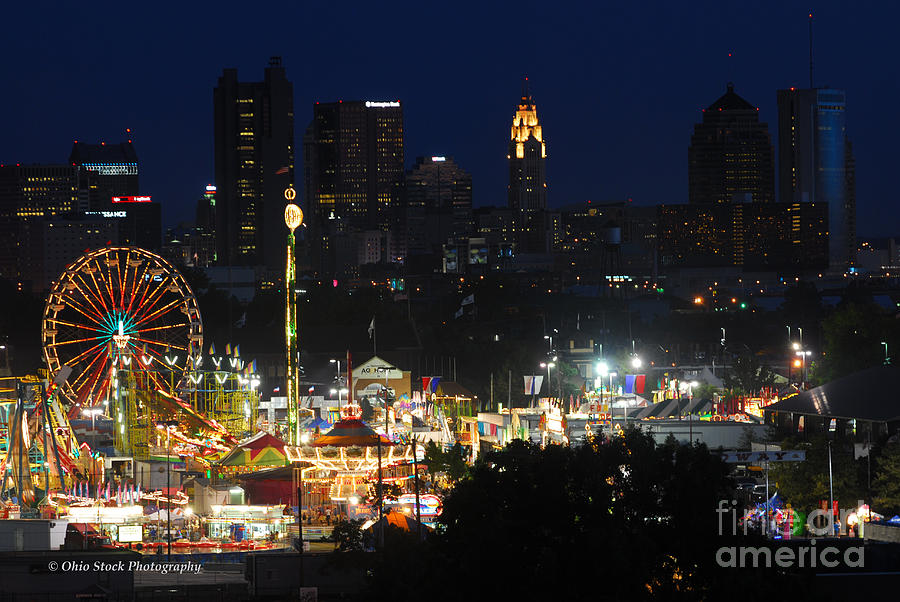D3L464 Ohio State Fair with Columbus skyline Photograph by Ohio Stock
