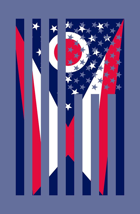 Ohio State Flag Graphic USA Styling Digital Art by Garaga Designs