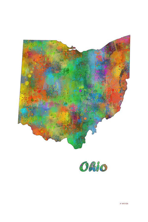 Ohio  State Map Digital Art by Marlene Watson