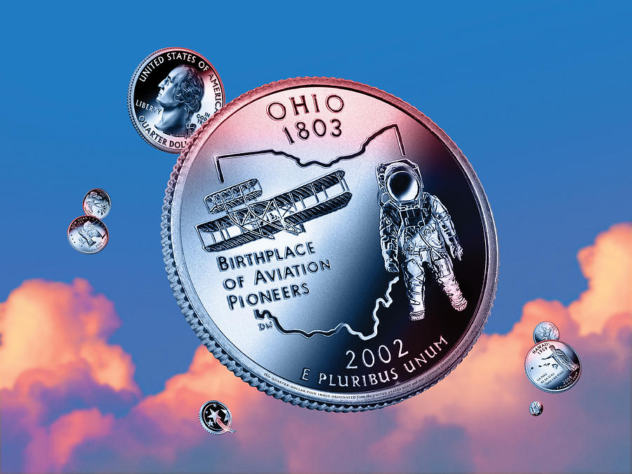 Ohio State Quarter Sky Coin 17 Digital Art by Garrett Burke