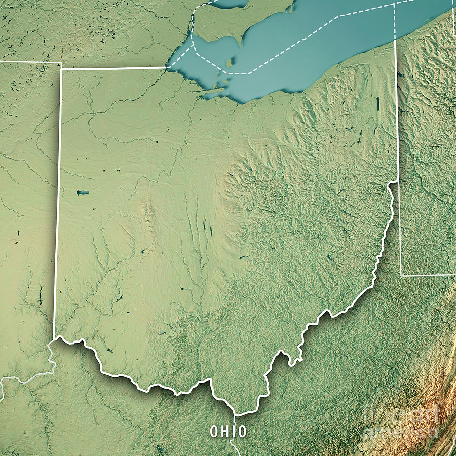 Ohio State Usa 3d Render Topographic Map Border Frank Ramspott 