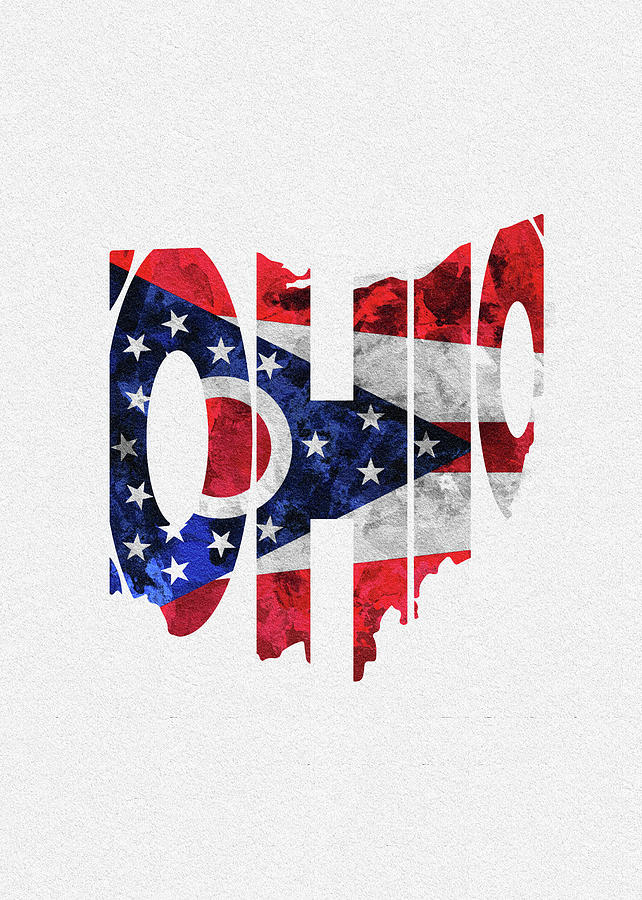 Ohio Typographic Map Flag Digital Art by Inspirowl Design