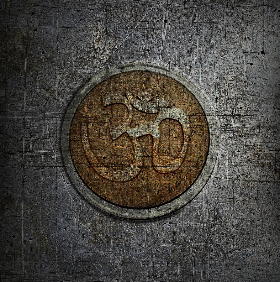 Ohm Sign on Metallic Distressed Background Digital Art by Fred Bertheas