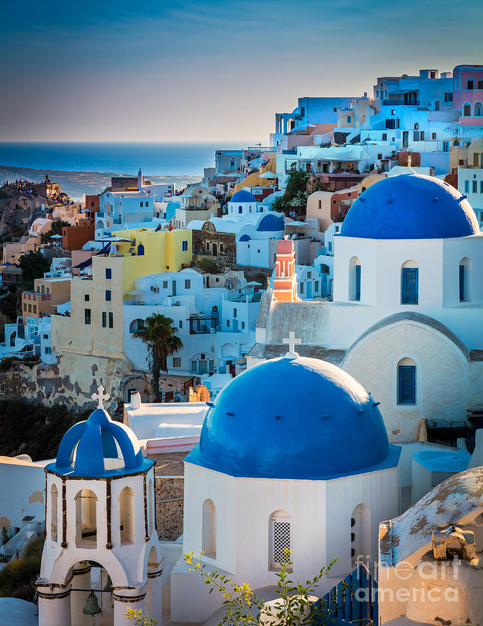 Greek Photograph - Oia Town by Inge Johnsson