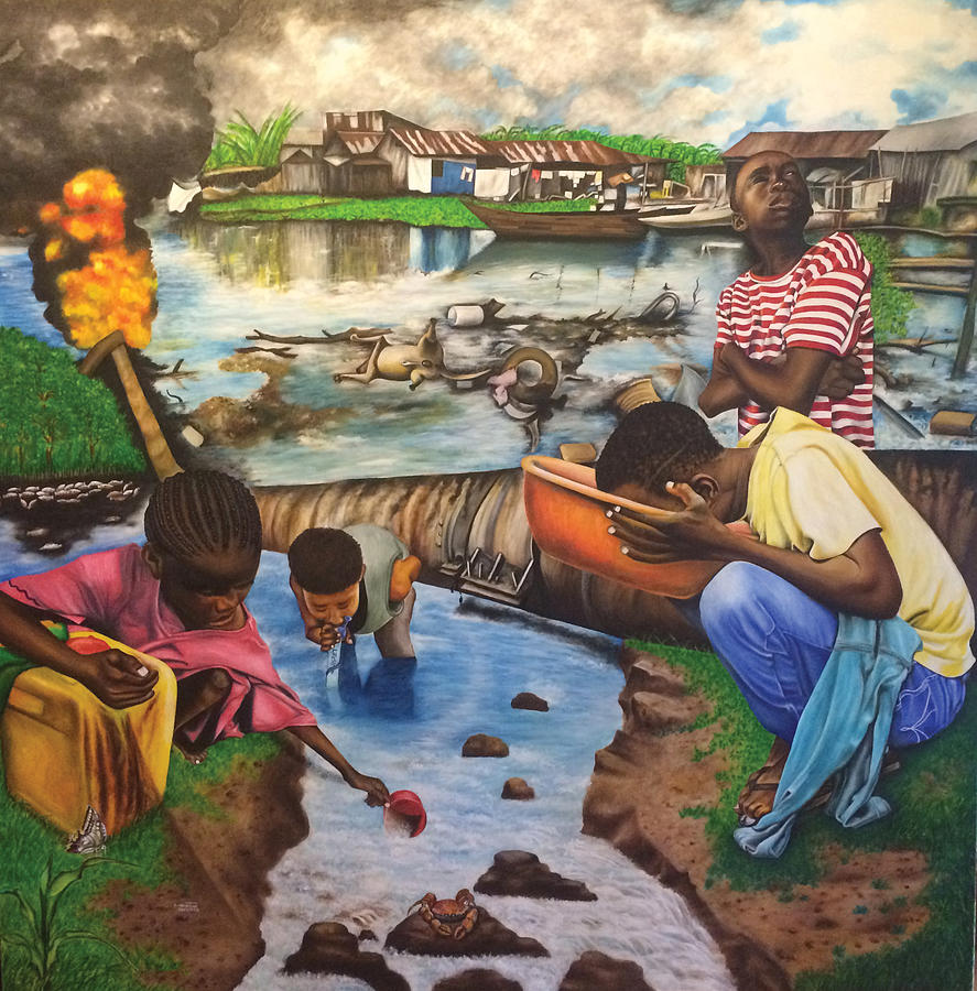 Oil- Africans Wealth and Woe Painting by O Yemi Tubi