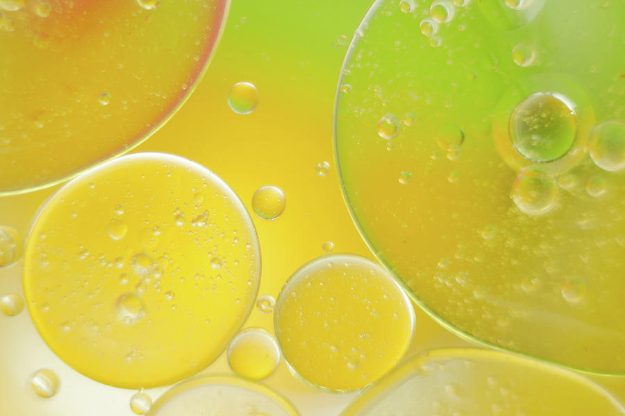 Oil and water bubbles  Photograph by Andy Myatt