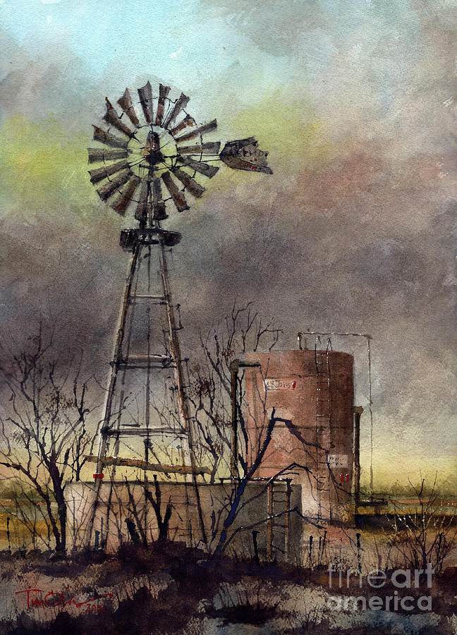 Windmill Painting - Oil and Water by Tim Oliver
