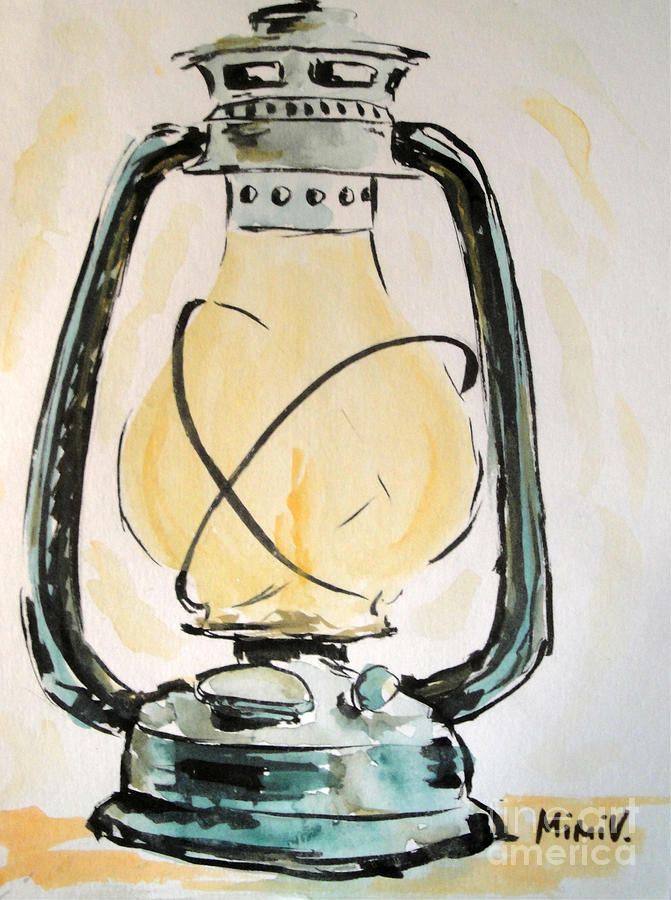Oil Lamp Painting by Maria Langgle