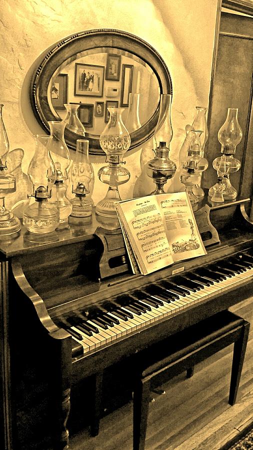 Oil Lamps On Piano Photograph by Priscilla Huber