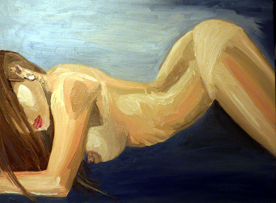 Nude Painting - Oil Model Painting by Alban Dizdari