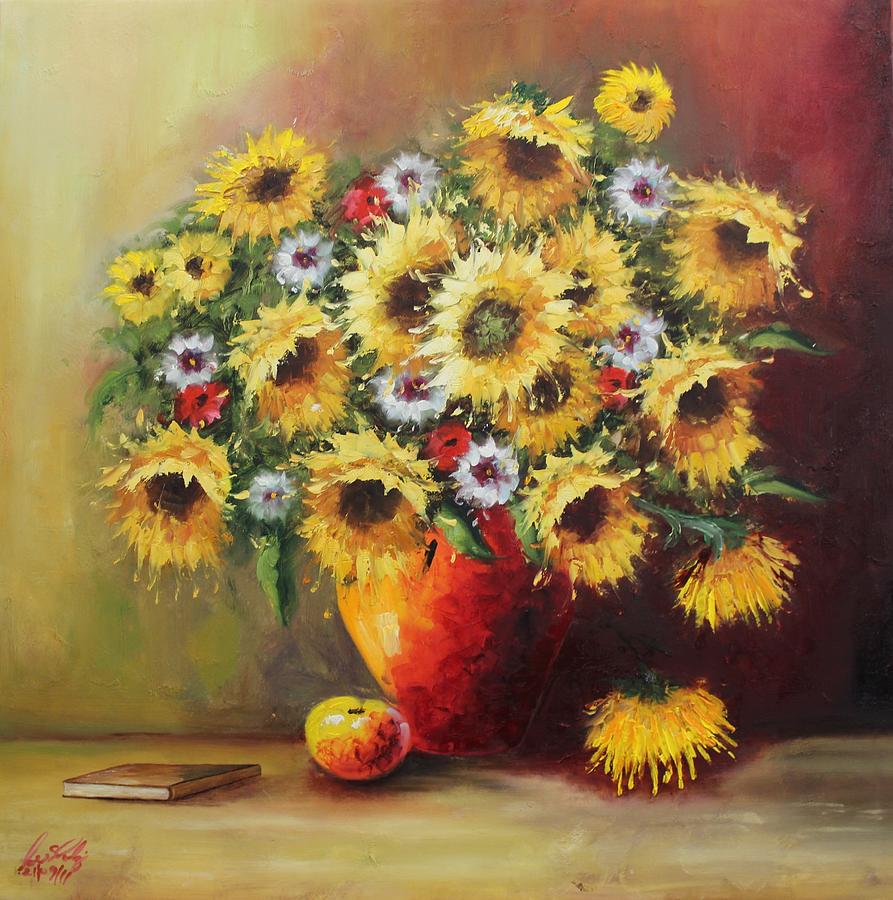 Flower Painting - Oil MSC 055 by Mario Sergio Calzi