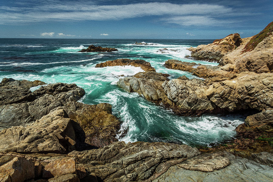 Oil Paint of Rocks and Waves Photograph by Rick Strobaugh