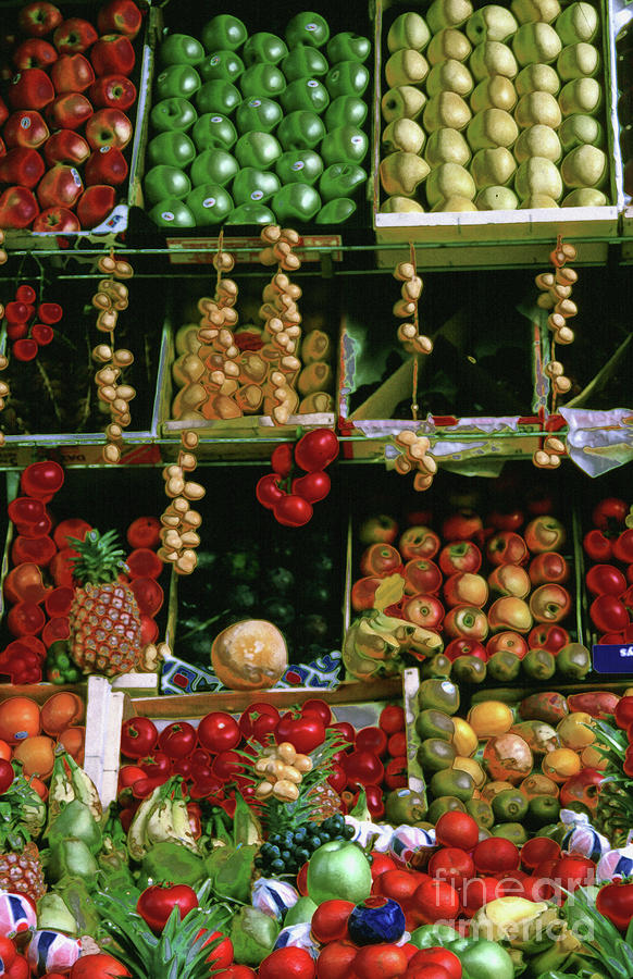 Oil Painted  Paris Fruit Display Photograph by Tom Wurl