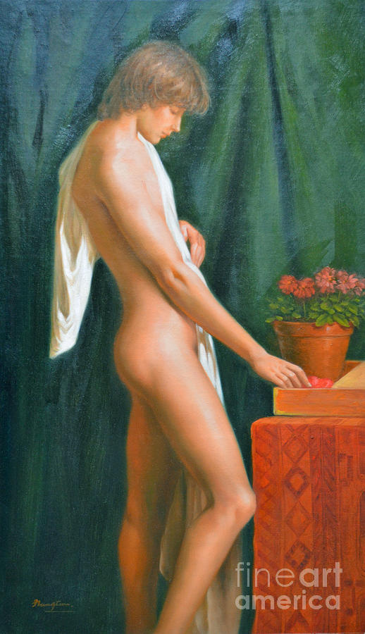 Original Oil Painting Male Nude Boy Man On Canvas#16-2-5-16 Painting by Hongtao Huang