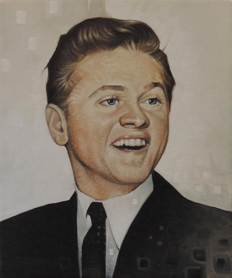 Oil Portrait of Mickey Rooney Painting by T S Carson