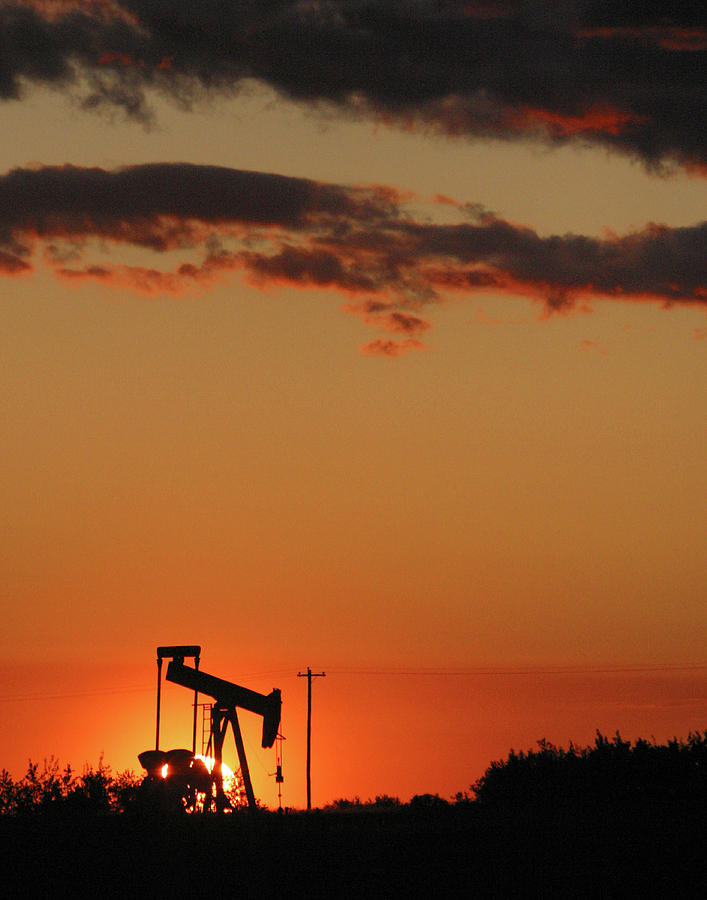Sunset Photograph - Oil Pump Jack 3 by Jack Dagley