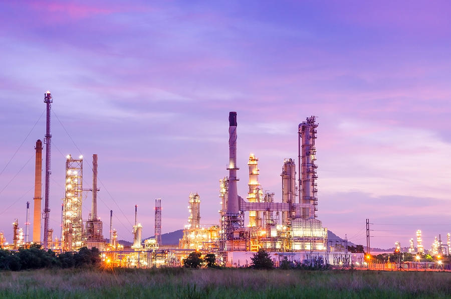 Oil Refinery At Sunrise. Photograph By Penchan Pumila - Fine Art America