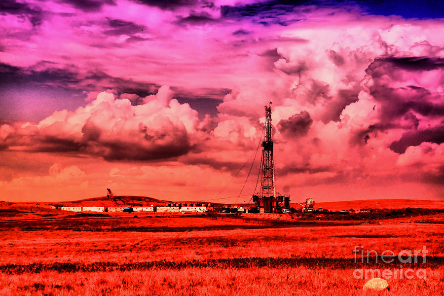 Oil Rig And Clouds  Photograph by Jeff Swan