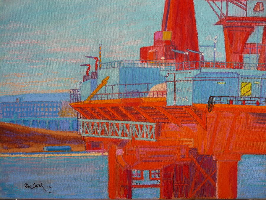 Oil Rig in Halifax Harbour Pastel by Rae  Smith  PSC