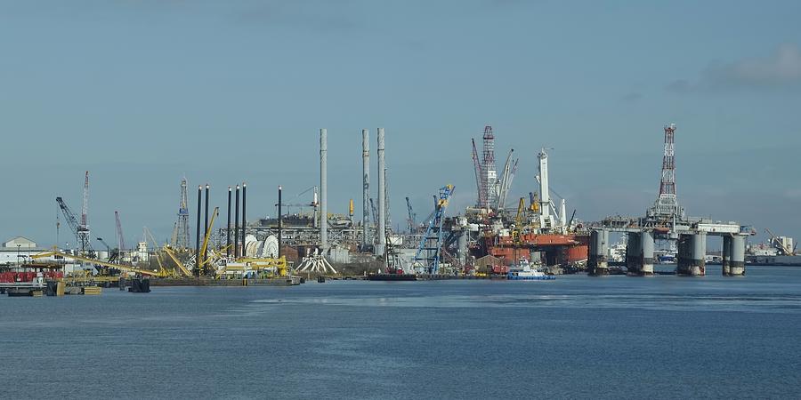 Oil rigs at Galveston Photograph by Bradford Martin