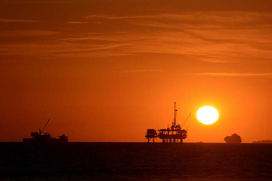 Oil Rigs Huntington Beach Photograph by William Kimble