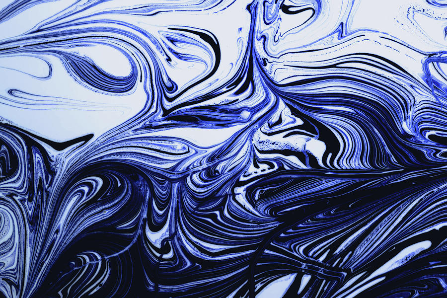 Oil Swirl Blue Droplets Abstract I Photograph