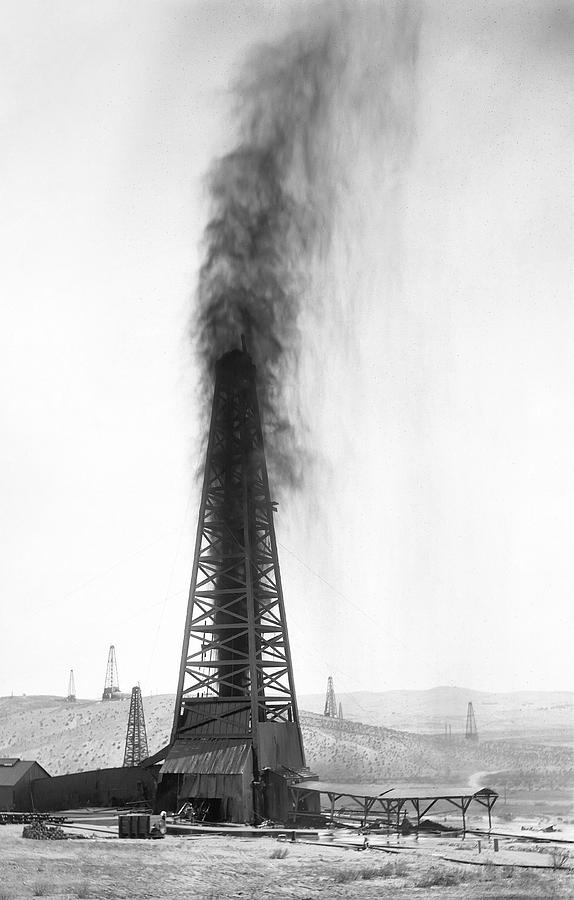 OIL WELL BLOW OUT GUSHER c. 1920 Photograph by Daniel Hagerman