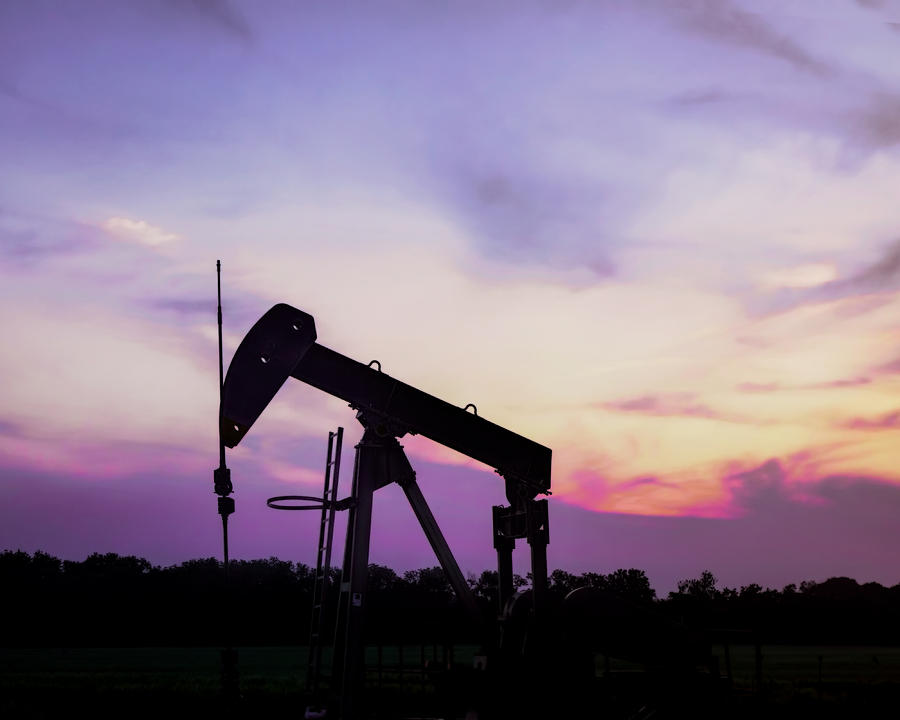 Oil Well Sunset - photography Photograph by Ann Powell