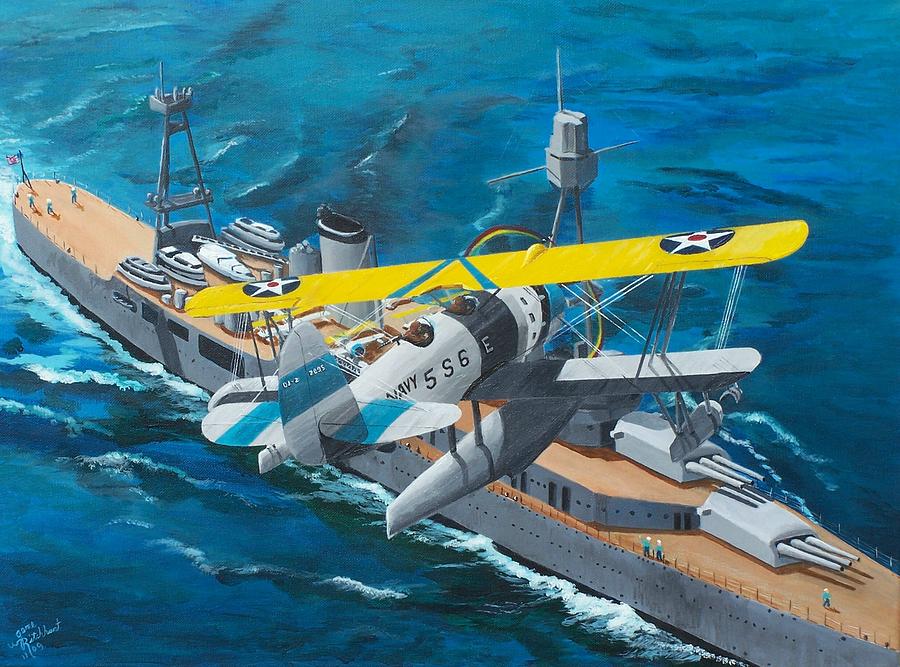 Navy Painting - OJ-2 Observation Plane USN by Gene Ritchhart